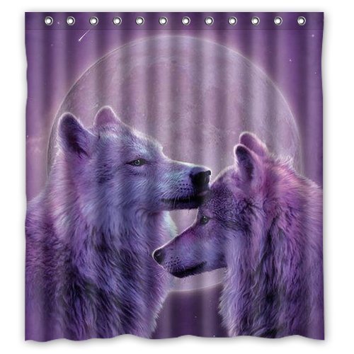 GreenDecor Wolf Wolves Waterproof Shower Curtain Set with Hooks