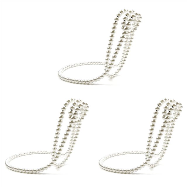 3X Novedad en Estante para Vino con Collar de Perlas, Estante para Vino Flotante con Collar de Perlas Artificiales, Estante para Vino Tinto Suspendido Colgante de Metal