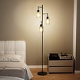 thumbnail image 6 of DRNANLIT 3-Light Industrial Floor Lamp with Clear Glass Shades, Black Standing Floor Lamp with Foot Switch, E26 Base, 67" Tall Floor Lamp for Living Room Bedroom Office, 6 of 7