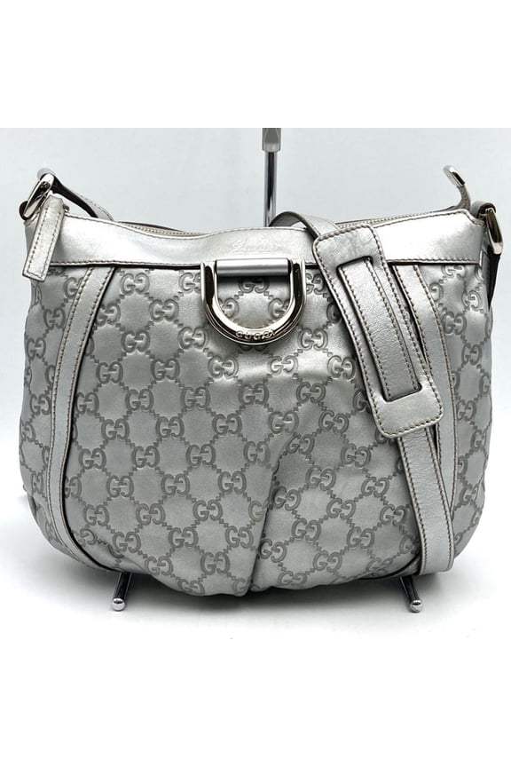 Pre-Owned GUCCI 203257 Abby Shoulder Bag in Guccissima Leather, Silver, Women's (Good)