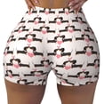thumbnail image 2 of Balery Dachshund And Hearts Pantalones cortos de entrenamiento estampados para mujer, sin costuras, ajustados, para gimnasio, yoga, correr, deportes, ejercicio activo, fitness.-Small, 2 of 8
