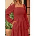 thumbnail image 4 of PRETTYGARDEN Maxi Dresses for Woman Fall Boho Long Sleeve Smocked A Line Ruffle Holiday Party Long Dress with Pockets, 4 of 6