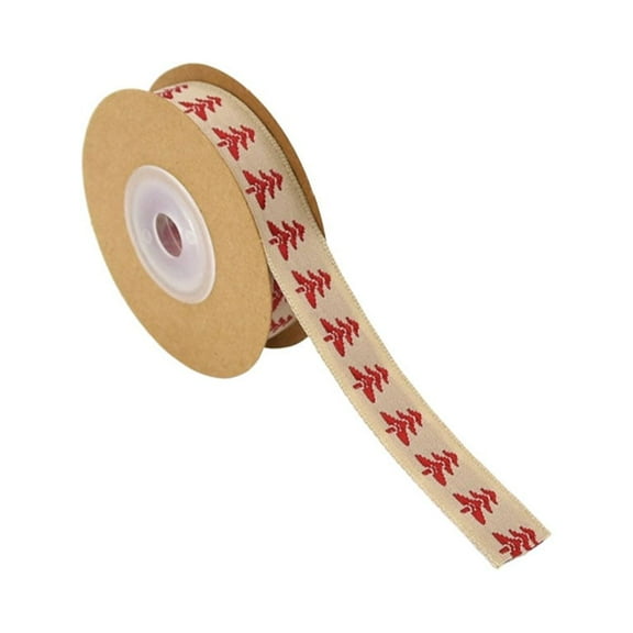 NUOLUX 1.5CM Christmas Ribbon Festive Gift Packing Ribbon Cotton Linen DIY Accessories Decoration for Christmas Party Home Office (Christmas Tree Style)