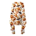 thumbnail image 5 of Fewfanhot Robes Maxi d'Halloween pour Femmes 2025 Robe Décontractée à Col Rond avec Imprimés Effrayants et Style Asymétrique Robe à Enfiler Patchwork, 5 of 5