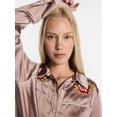thumbnail image 4 of Kacey Lee Women's Satin Sleep Shirt with Long Sleeves, Size XS-XXL, 4 of 5