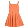 thumbnail image 6 of BRGZLK Girls Summer Dresses, Cute Solid Color Round Neck Sleeveless Waist Cinched Stretchy Dresses A-Line School Recital Dress Orange 4-5 Years, 6 of 6
