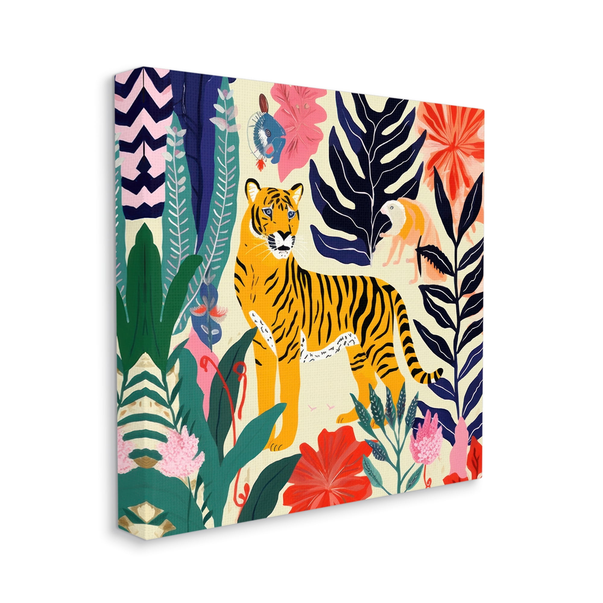 Stupell Industries Tiger & Abstract Creatures Animals & Insects Painting Gallery Wrapped Canvas Art Print Wall Art, 30 x 30