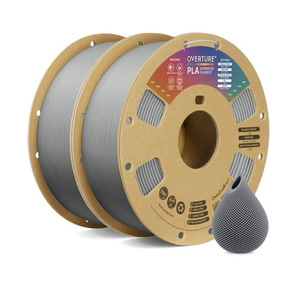 OVERTURE 2KG Bundle PLA Filament 1.75mm, Neatly Wound 3D Printer Filament 2 Pack 1kg Spool (2.2lbs), Dimensional Accuracy +/- 0.02 mm, Fit Most FDM 3D Printers (Ligh