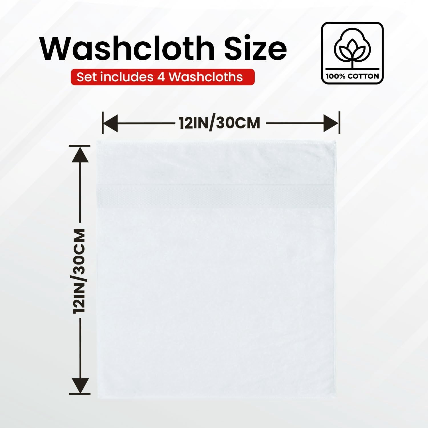 JJEAN-Luxury Wash Cloths for Showering [13x13] \u2013 100% Cotton Washcloths [Pack of 4], Soft and Absorbent Face Towels for Bathroom Wash Clothes, Gym, and Spa (Brilliant White)