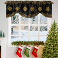 thumbnail image 3 of Gold Winter Snowflakes Tie Up Valances Curtain, Plant Pine Branch Black Background Adjustable Rod Pocket Short Window Treatment Tie Up Curtains Valances for Kitchen Living Room Bathroom 42x18 Inches, 3 of 9