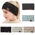 thumbnail image 3 of Winter Cable Knit Headbands for Women Soft Fuzzy Fleece Lined Ear Warmers Wide Elastic Sports Windproof Headband 1 PC Black One Size, 3 of 3