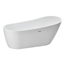 VEVOR Acrylic Freestanding Bathtub, 67 Inch Contemporary Soaking White Tub with Polished Chrome Overflow and Drain, Stand Alone Soaker Tub Elegant Oval Shape for Modern Bathroom or Remodel Projects