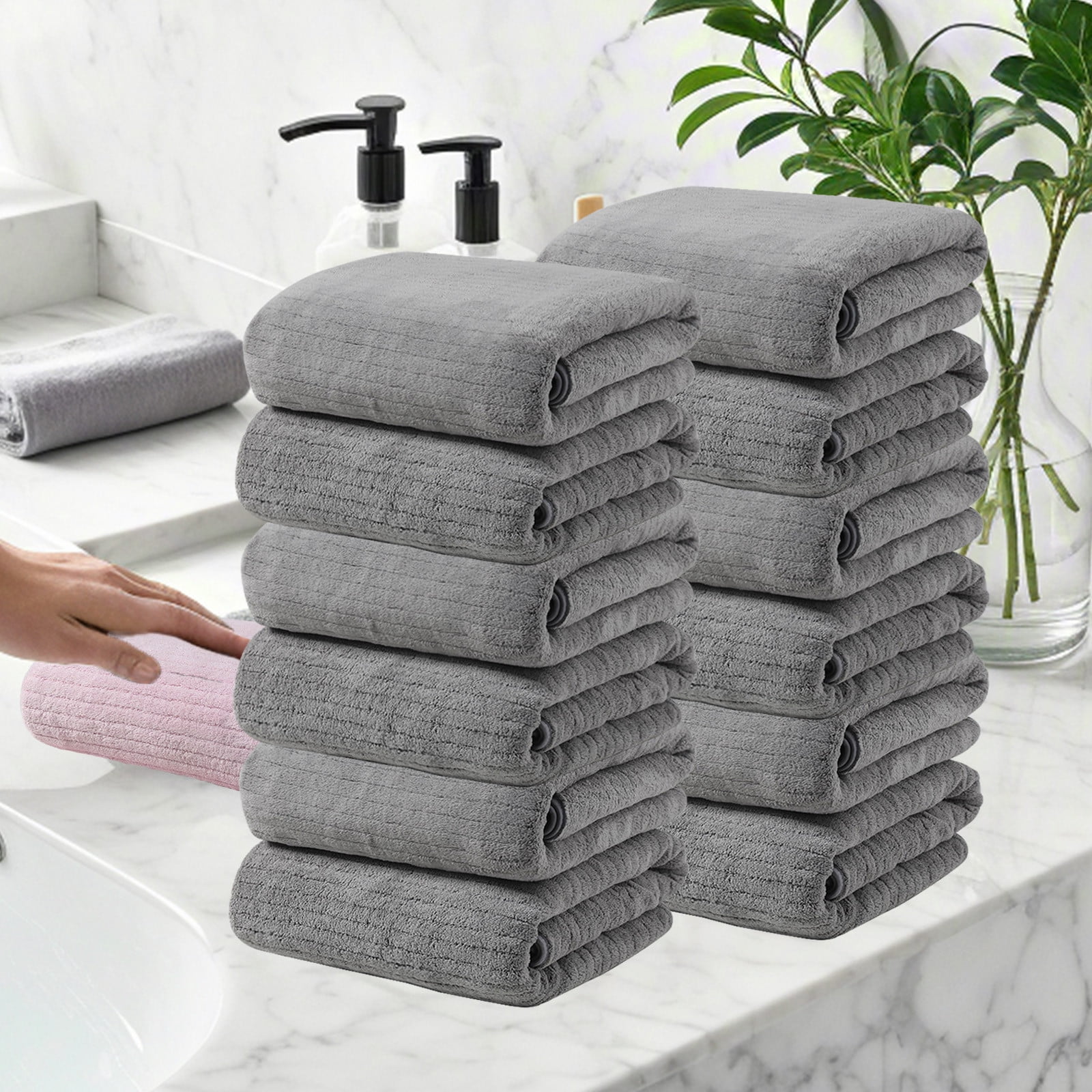 Antqov 12PCS Colorful Cotton Thickened Bath Towels, 29x13" Highly Absorbent Towels Soft Face Towels for Bath Spa Sports Men & Women, Bathroom Supplies, Gifts