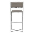 thumbnail image 3 of Eun 30 Inch Vegan Faux Leather Barstool, Chrome Base, Set of 2, Gray - Saltoro Sherpi, 3 of 6