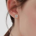 thumbnail image 4 of Diamond Stud Earrings for Women Trendy 925 Sterling Silver Cubic Zirconia Hypoallergenic Wedding Jewelry for Brides, 4 of 5