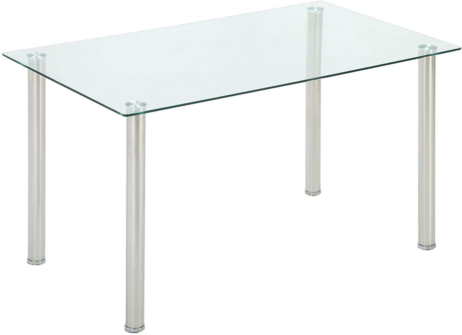 Mecor 53 Glass Dining Table With Glass Top Modernleisure Rectangualr Kitchen Table Metal Legs 53in For 6 8 Persons Rectangular Home Kitchen Kolenik Furniture