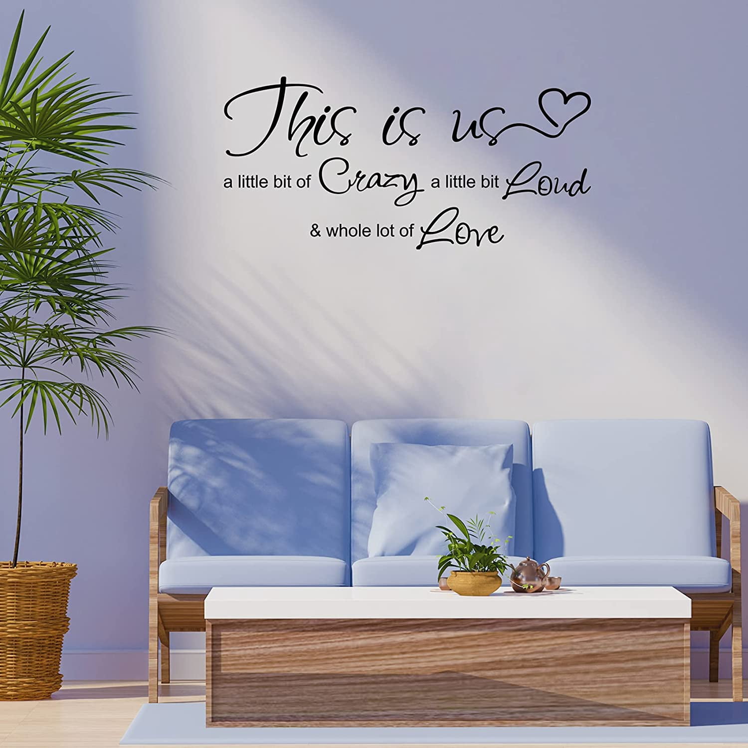 QTH This is Us Crazy Loud Love Vinyl Wall Stickers,Inspirational Quotes Wall Art for Living Room Decoration, Family Wall Art Home Decoration Wall Stickers & Murals