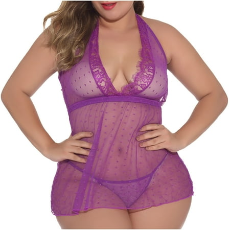 

Womens Pajama Set Pajama Sets For Women Ladies Cute Girl Solid Lace Mesh Stitching Perspective Sexy Pajamas Set Purple