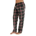 thumbnail image 2 of Womens Ladies Plush Fleece PJ Pajama Pants, Black / Green Plaid , Size L, 2 of 2