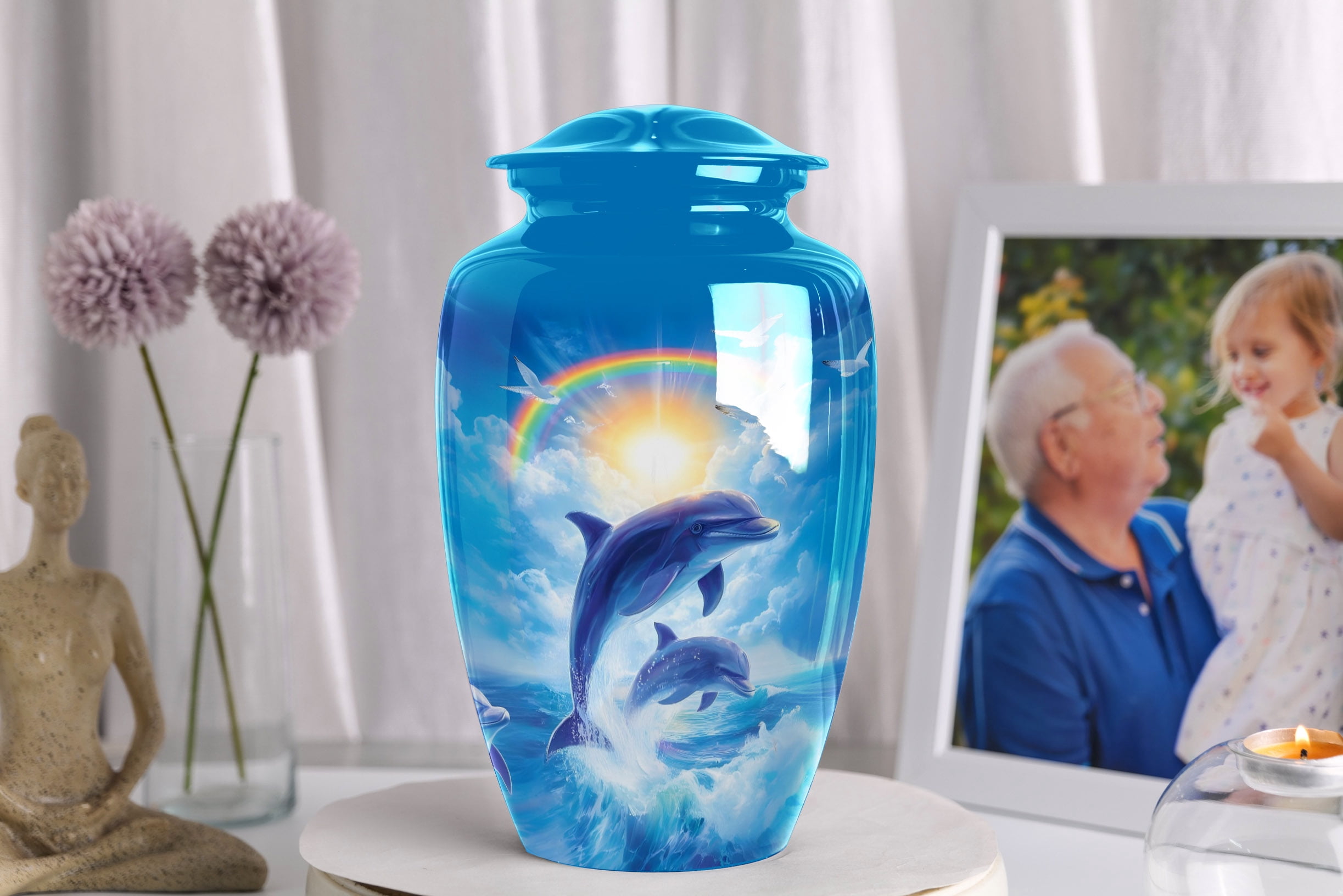 Dolphin Large Cremation urns for Human Ashes Adult Female, Urn for Ashes Adult Male