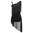 thumbnail image 2 of Sholeno Womens Latin Tango Dance Dress Asymmetrical Shoulder Tassel Ballroom Performance Outfit Black M, 2 of 7