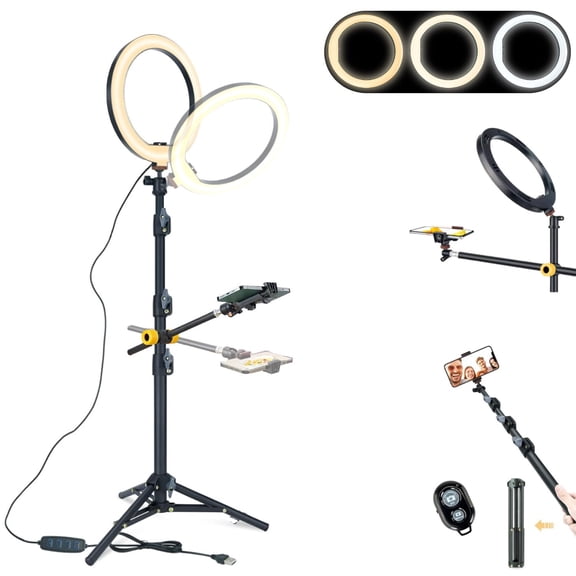 LINCO Overhead Phone Mount 10" Ring Light Tripod Stand Boom Arm for Video Photo