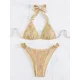 thumbnail image 4 of Conjunto de bikini de malla de manga larga para mujer, traje de baño de retazos, falda de playa, traje de baño Sexy, 4 piezas, 4 of 5
