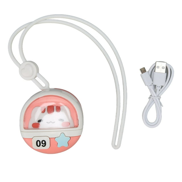 Mini ventilador de cuello colgante, 3 velocidades, carga USB, sin aspas, dibujos animados, portátil, pequeño collar, ventilador para viajes, Camping, gato