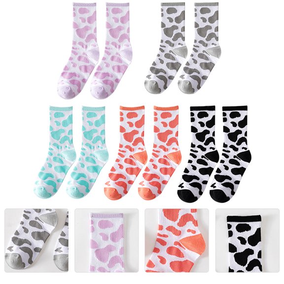 UPOUART 5Pairs Japanese Style Warm Cotton Socks Mid Tube Soft Comfortable Socks for Female