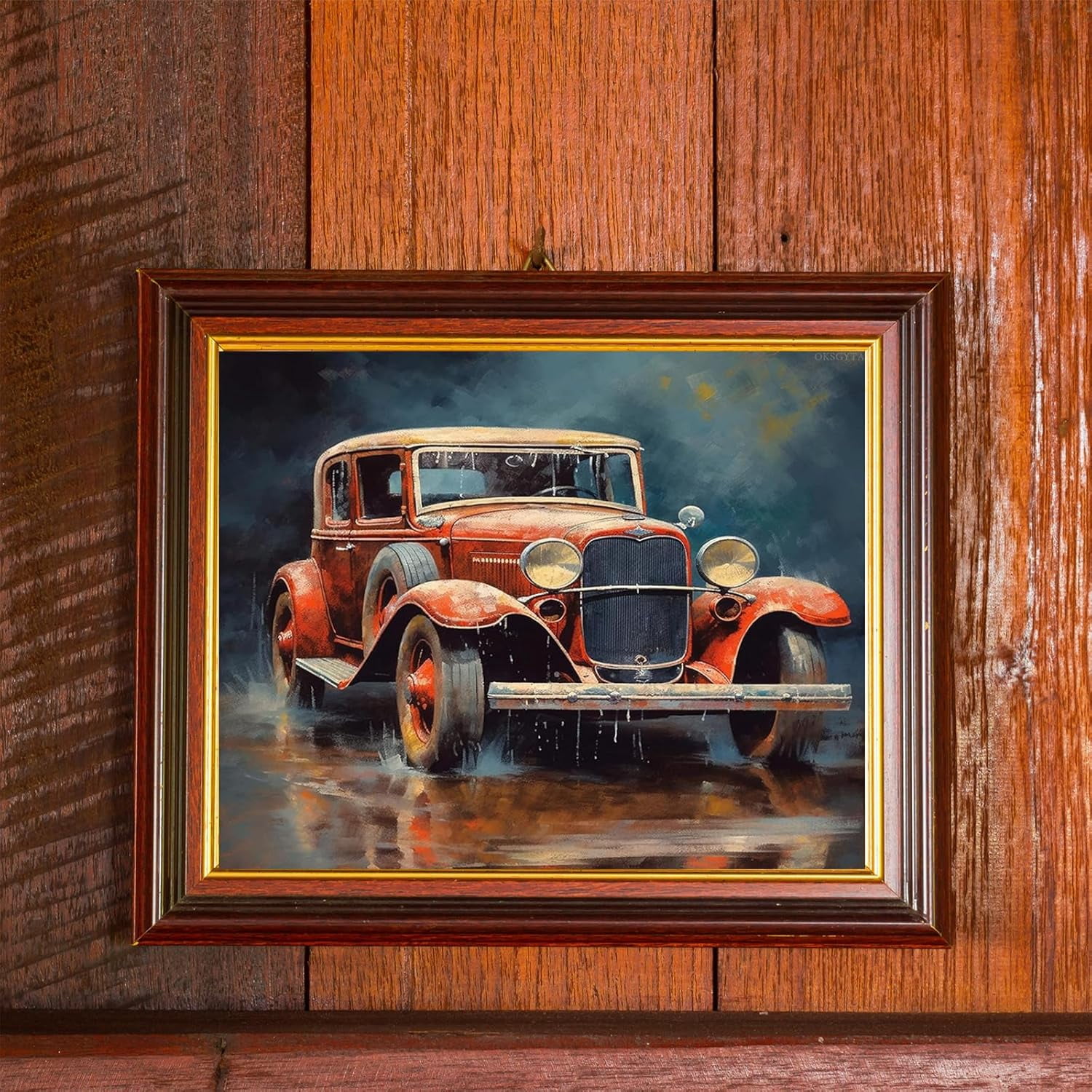 Paint by Numbers Retro Car Trucks Pickup Classic Cars DIY Canvas Oil Painting Kit Adults Beginner, Pre-Printed Canvas Arts Craft for Home Wall,1 Color