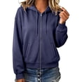 thumbnail image 6 of yillto Womens Coat Hooded Casual Sweatshirt Lightweight Zip up Fall Loose Drawstring Jackets with Pockets, 6 of 7