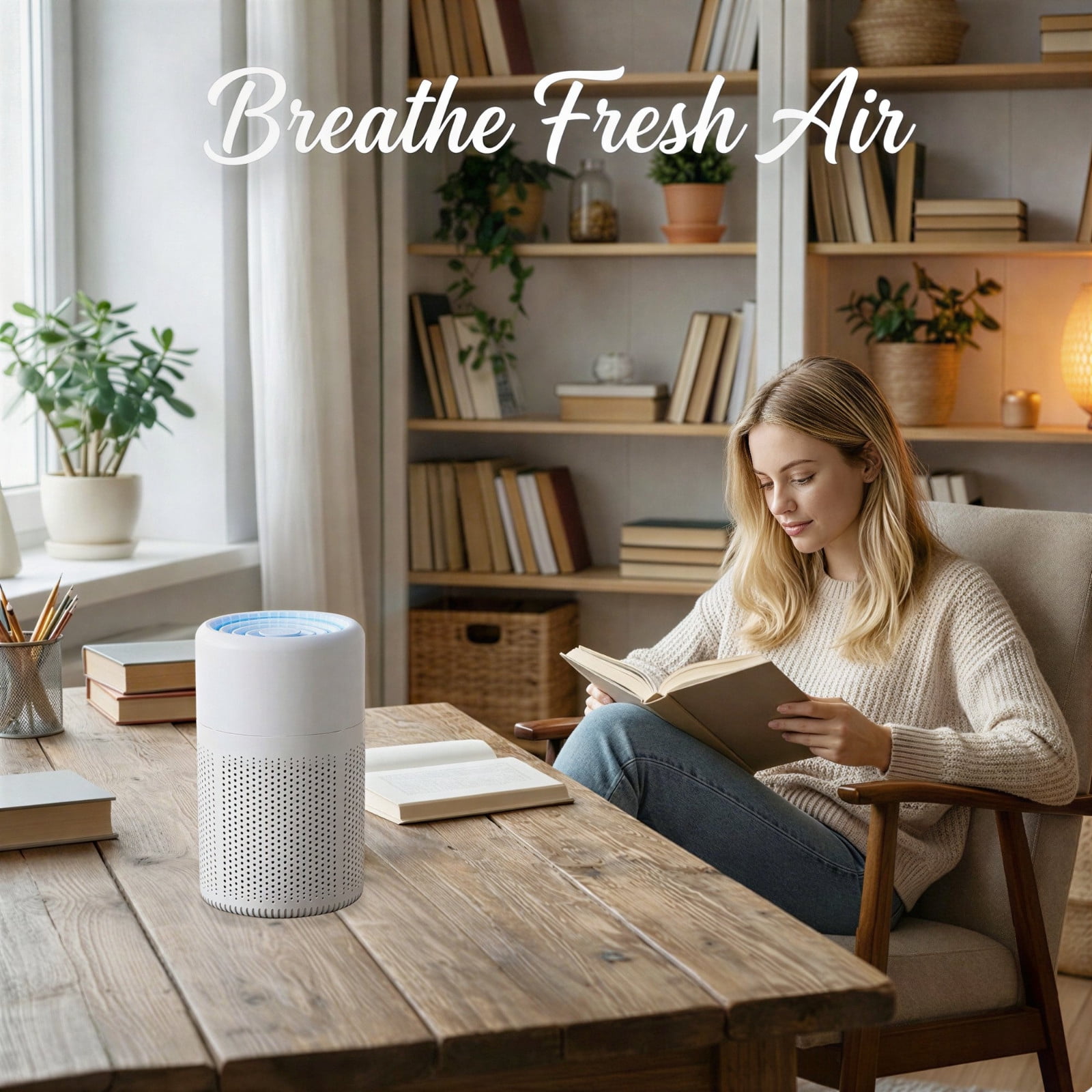 COM1950s Desktop Air Purifier USB, Small Room Air Purifier for Smoke and PM2.5, Portable Desktop Air Cleaner for Home, Office and Indoor Use