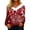 Red, variant on Women Christmas Outfit Festive Holiday Print Long Sleeve T-Shirt for Women Cozy Winter Fashion Family Gathering Party Apparel with Classic Collar Design Red M