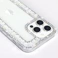 thumbnail image 4 of for iPhone 14 Pro Max Bling Case with Strap, Luxury Glitter Rhinestone Diamond Crystal Sparkle Rose Flower Floral Bracelets Soft Bumper Protective Case Cover for Women Girls White, 4 of 14
