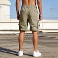 thumbnail image 4 of Elastic Waist Cargo Shorts for Men Solid Color with Pockets Button Bandage Casual and Fashionable Shorts, 4 of 9