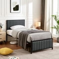 thumbnail image 4 of VECELO Twin Size Metal Platform Bed Frame, Modern Upholstered Tufted Headboard and Footboard, No Box Spring Needed, Gray, 4 of 8