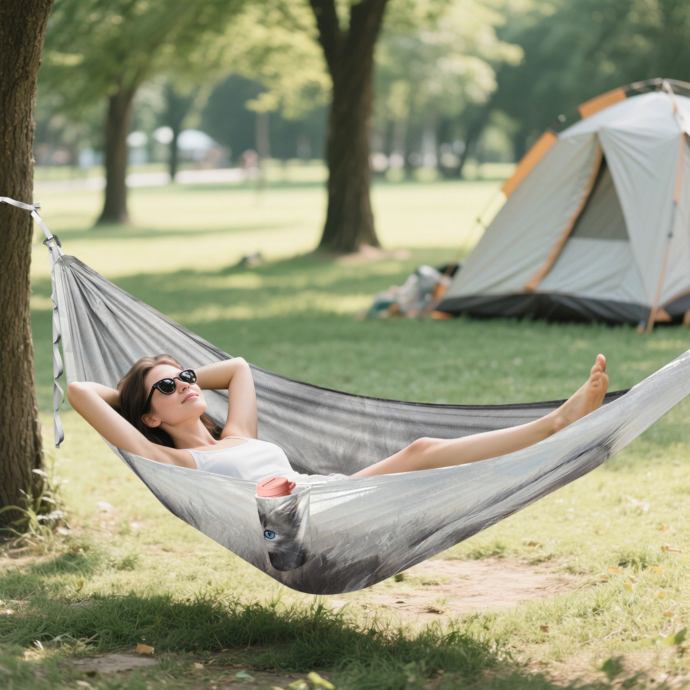 Hammock Camping Hammock Nylon Portable Hammock Travel Camping Hammock Beautiful Blue-eyed Cat