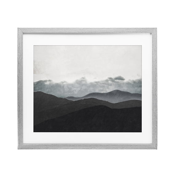 Stupell Industries Contemporary Layered Foggy Hills Gray Framed Print Under Glass, 21 x 17, by Elizabeth Medley