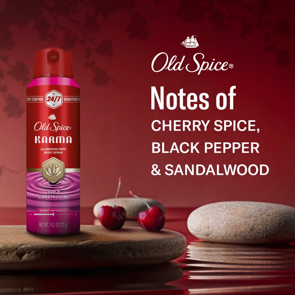 Old Spice Red Collection Body Spray for Men, Karma Scent, 5.1oz
