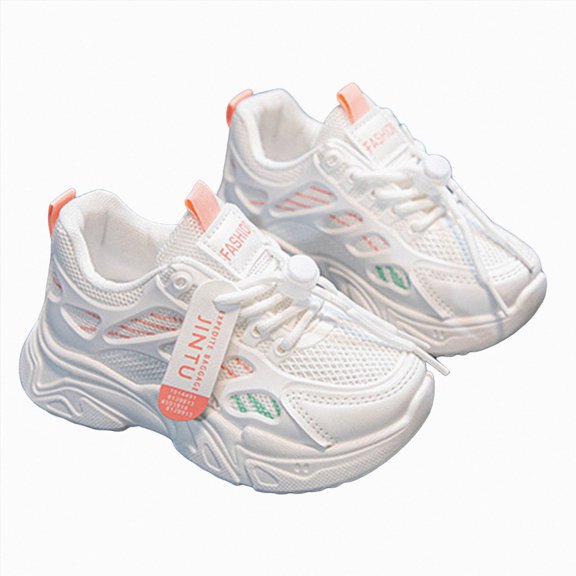 enyan Big Girls Sneakers Fashion Sneakers Breathable Lightweight Lace-up Running Walking Running Sneakers for Girls (Toddler/Little Kid/Big Kid) Orange,2