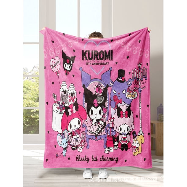 Mantas de franela de Halloween de Sanrio, mantas de viaje y ropa de cama suaves, transpirables y ultra cálidas de Hello Kitty de Kuromi, regalo de cumpleaños kawaii