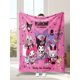 thumbnail image 1 of Mantas de franela de Halloween de Sanrio, mantas de viaje y ropa de cama suaves, transpirables y ultra cálidas de Hello Kitty de Kuromi, regalo de cumpleaños kawaii, 1 of 5