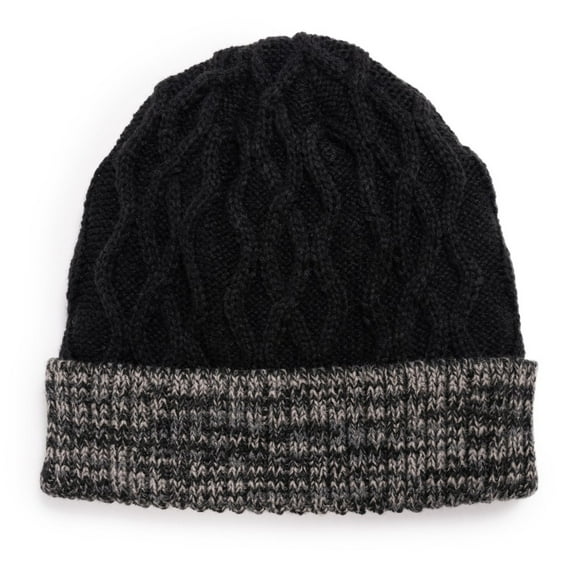 MUK LUKS Men's Cable Cuff Cap, Ebony, One Size