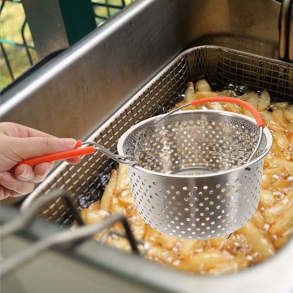 OFFIGAM Stainless Steel Deep Fry Basket with Ergonomic Handle for Pot Frying, Cooking, Kitchen Use and Food Preparation