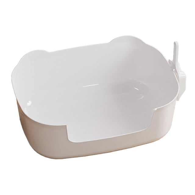 SIYTUAU Open Top Cat Litter Box Banding Out Proof Spillage Proof Fully Open Litter Tray For Pets In White Color Plastic Material Low Tracking Design White