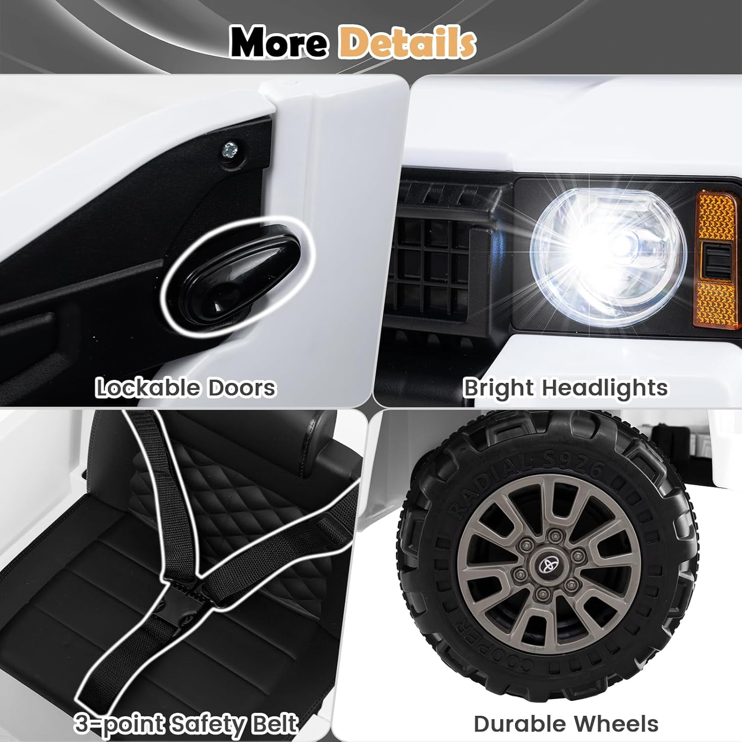 Licensed Toyota Ride on Car by OLAKIDS, Battery Powered Electric Vehicle for Kids with Remote Control, MP3, USB, Power Display, LED Lights, Suspension, Ride on Toy for 3+ Boys Girls