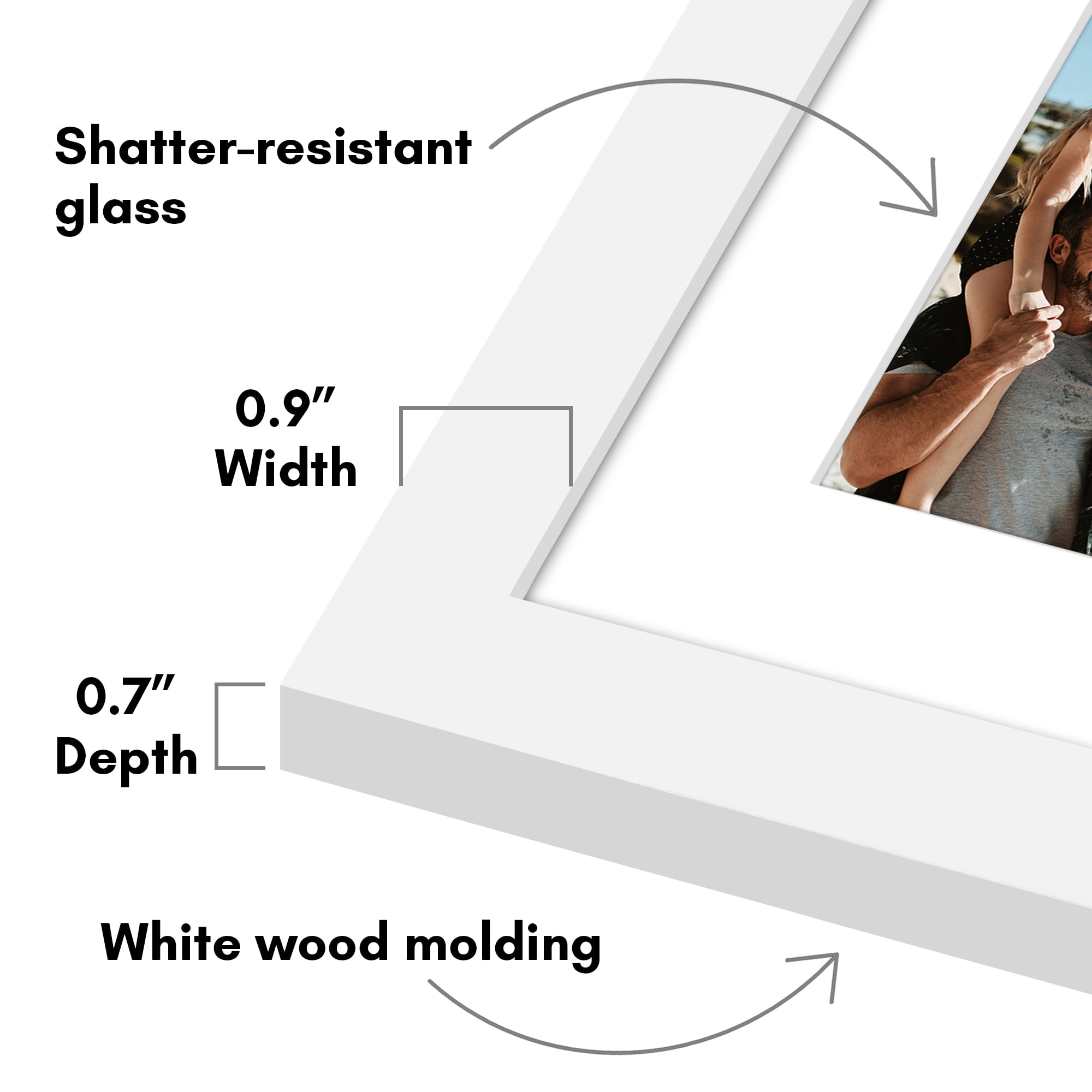 Americanflat 4x6 Collage Picture Frame with Shatter-Resistant Glass Fits 4 use as One 12x12 Frame Signature - White