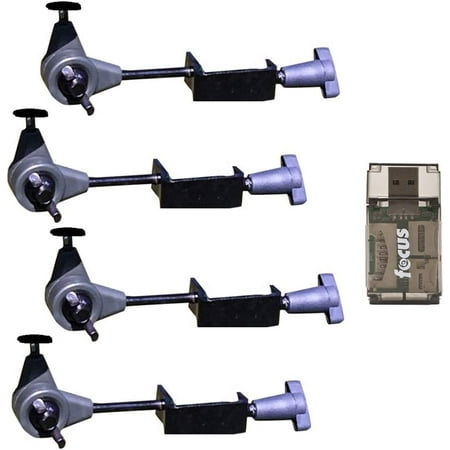 HME Products T-Post Trail Camera Holder (4-Pack) Bundle with Card Reader (5 Items) Hunting Made Easy (HME)