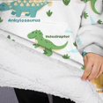 thumbnail image 3 of Oversized Wearable Blanket Hoodie,Green Dinosaurs Cacti Pattern Sherpa Blanket Hoodie with Super Pockets,Super Warm Fuzzy Pullover for Women & Men, 3 of 6