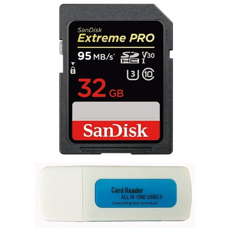 sandisk 32gb extreme pro memory card for nikon d3400, d3300, d750, d5500, d5300, d500, aw130, w100, l840, a900, p530 digital dslr camera sdhc 4k v30 uhs-i with everything but stromboli combo